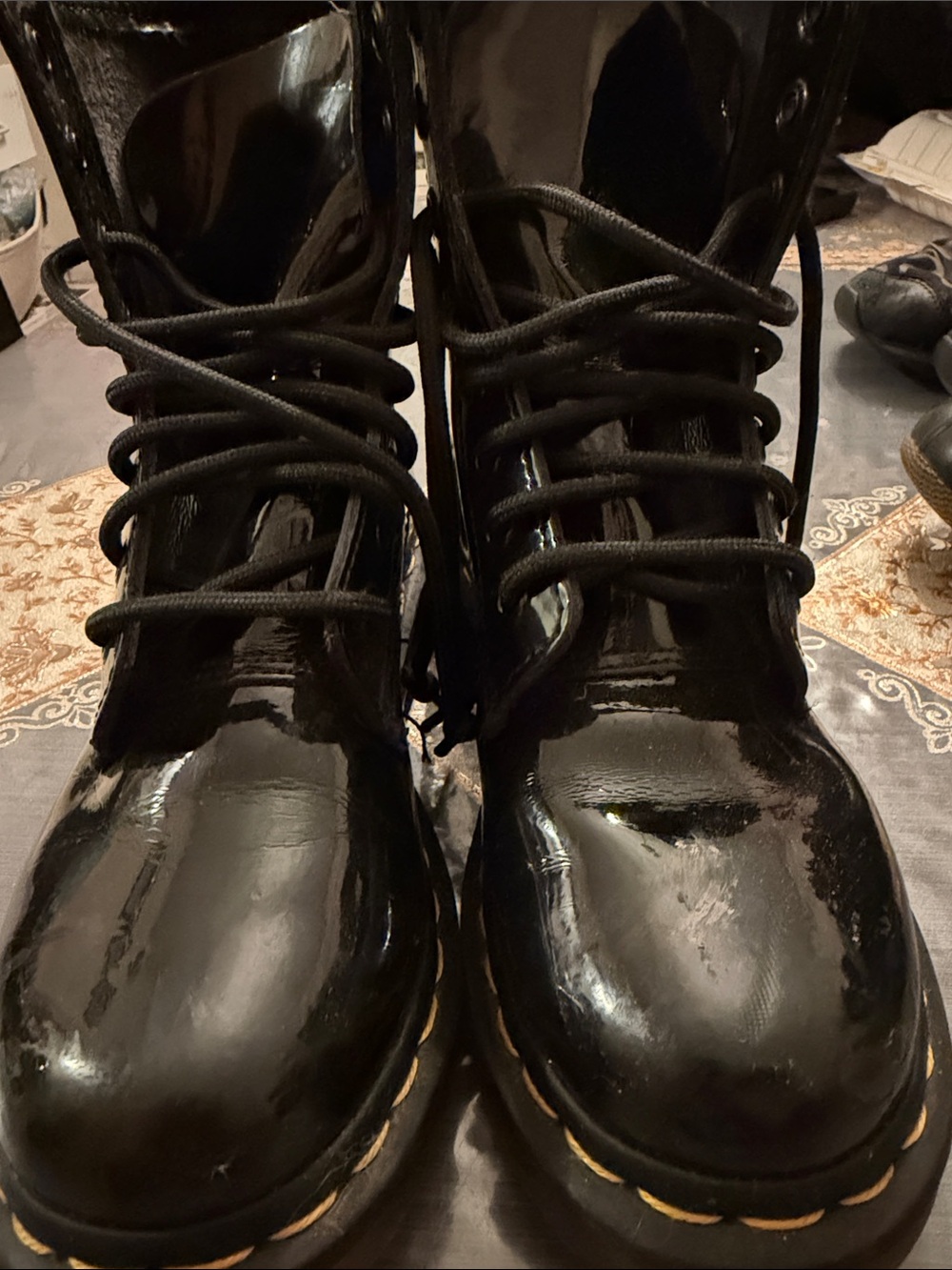 Dr. Martens Black Patent Leather Lace-Up Boots